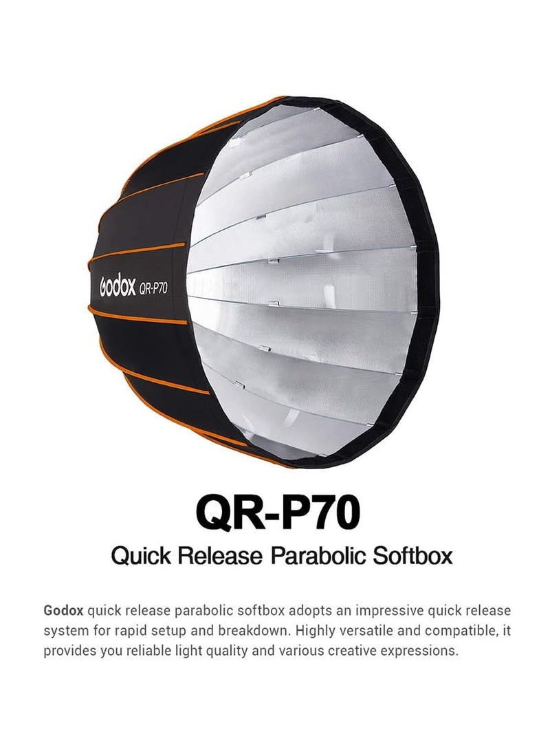 Godox - Godox QR-P70 70cm Quick-Release Parabolic Softbox – Deep Soft Light Modifier for Studio Flash & LED Lights (Bowens Mount) - Image 1