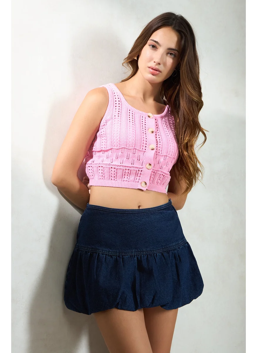 فيرجيو Virgio Women Cotton Mini Length Solid Skirt