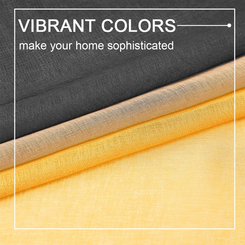 July Joy Faux Linen Ombre Sheer Curtains Yellow and Grey 2 Tone Reversible Rod Pocket for Bedroom Living Room, Privacy and Light Filtering Semi Sheer Gradient Window Curtain Pair, Set of 2 Panels - Image 5