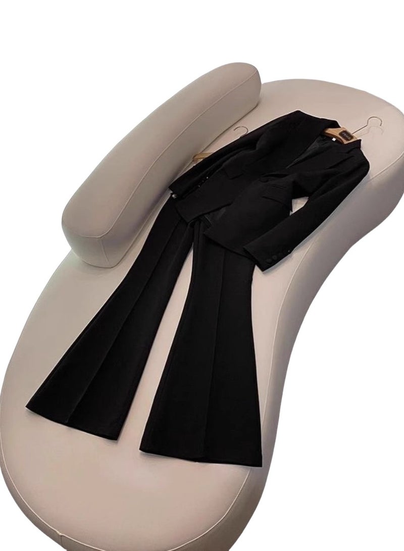 Shougu Fashion One Button Cloth Buckle Suit And Flared Pants Set  - Image 1
