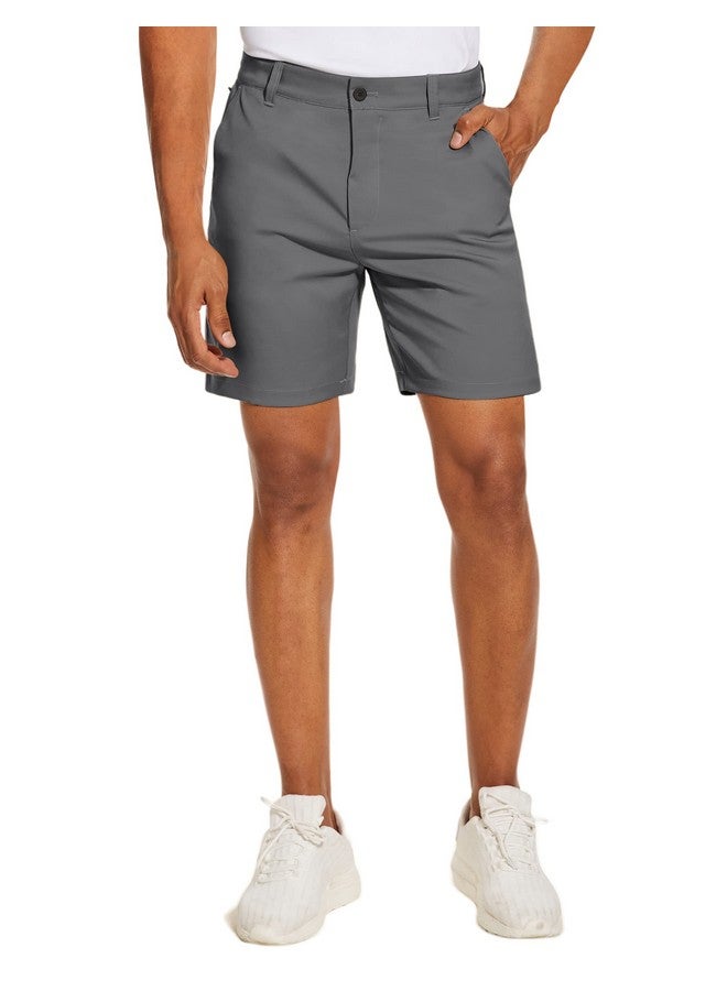 Puli Mens Golf Shorts 7 Inch Inseam Casual Flat Front Dress Shorts Hybrid Surfing Hiking Fishing Relaxed Fit With Pockets Grey 34 - Image 3