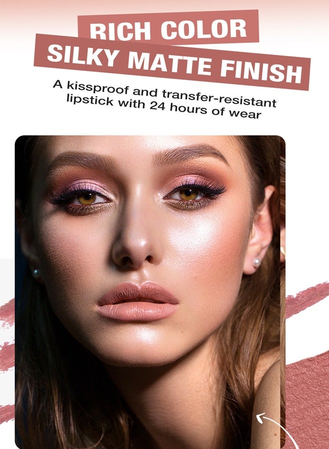 LANGMANNI Velvet Matte Soft Lip Set ,3 in 1 Matte Soft Lip Set Lip Liner Liquid Lip Gloss and Lipstick Combo Set Soft Smooth Natural Lip Contour Set Waterproof and Long Lasting Effect All in One Lip Makeup Gift Set 04 - Image 3