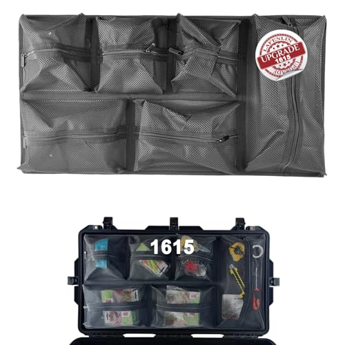 LAFENLIN UPGRADED Lid Organizer for Pelican 1615 Case [Max Capacity, Secure Transit] - 6-Pocket Thick Mesh Panel for Professional Photographers & Divers, Includes Screws & Hook and Loop - Image 1