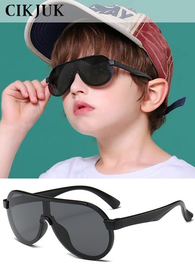 CIKJUK Aviator Kids Sunglasses for Boys Girls - UV400 Protection Children Sun Glasses Lightweight Sunglass Toddler Sun Glas for Kid Eyewear Age 3-12 Black - Image 1