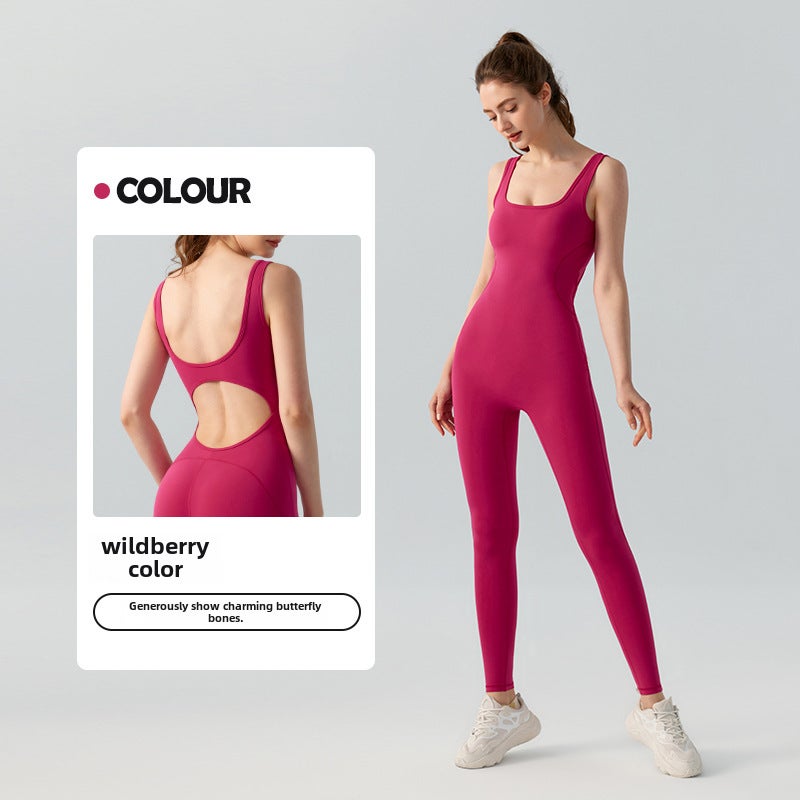 Generic Seamless Yoga Bodysuit with Pads Summer Raspberry 