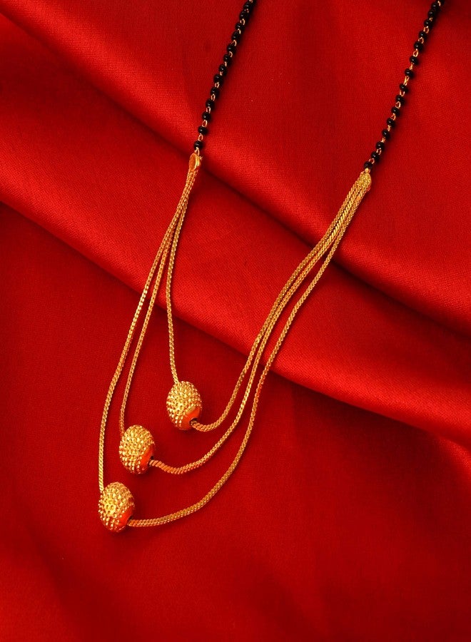 Memoir Gold plated Carved beads Jahnvi Fashion Mangalsutra Women (MSRM6542-A) - Image 5