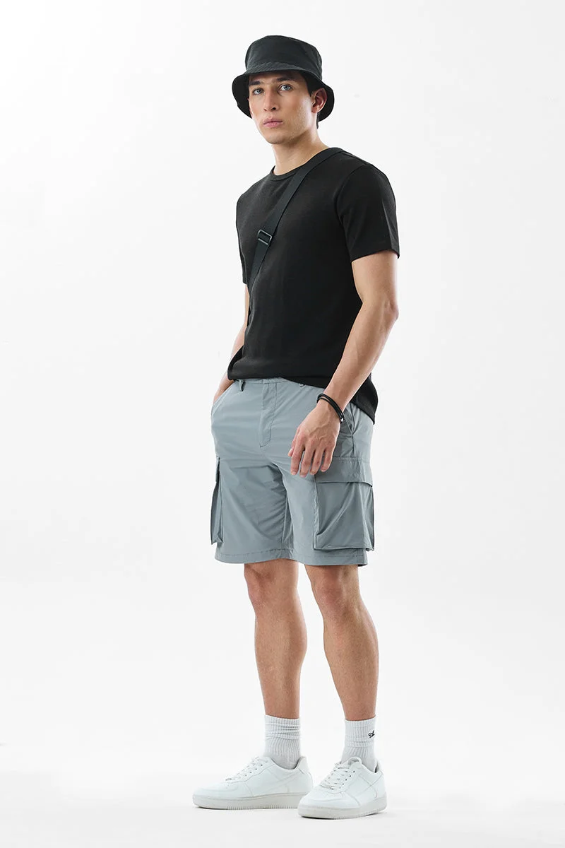 SNITCH Grey Solid Regular Fit Shorts
