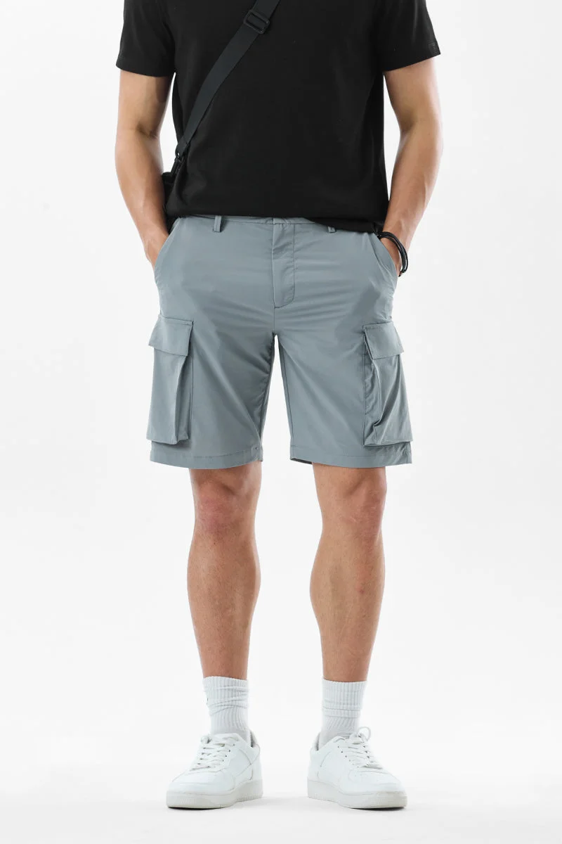 SNITCH Grey Solid Regular Fit Shorts