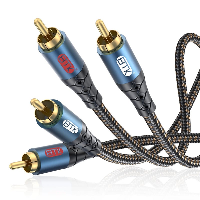 EMK RCA Cable Subwoofer Cable 2RCA Male to 2RCA Male Stereo Audio Cable RCA Splitter 24K Gold-Plated Nylon Braided Double Shielded Digital Analogue Supports Amplifiers,Home Theater,Hi-Fi System(3.3ft/1m) - Image 1