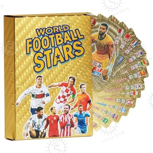 SHAKTISM World Football Star Gold Cards, Soccer Trading Card 2024 World Cup Football Star UEFA Champions League, Pack of 55 - Image 1