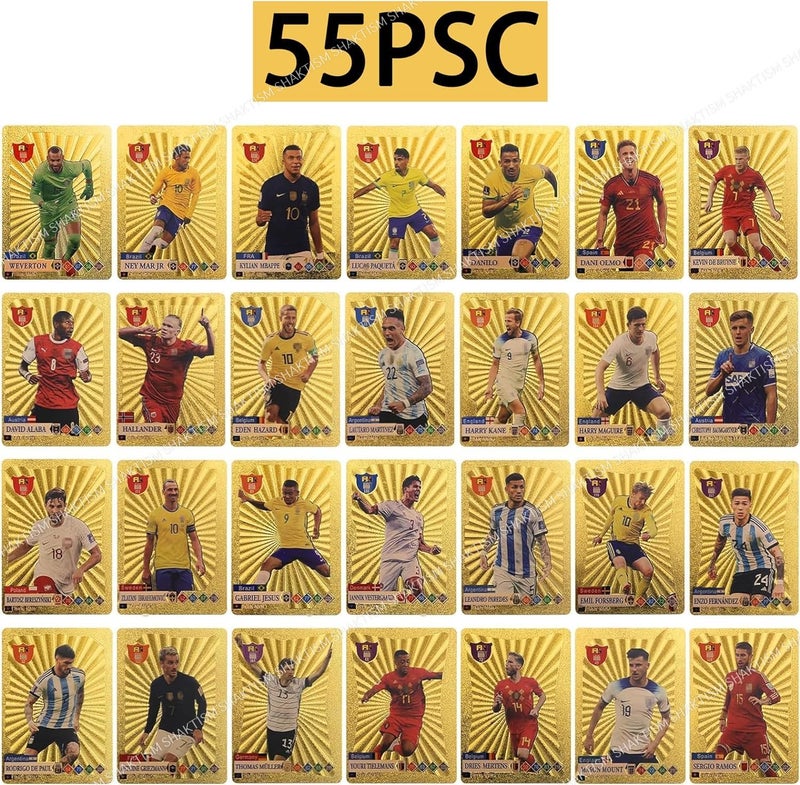 SHAKTISM World Football Star Gold Cards, Soccer Trading Card 2024 World Cup Football Star UEFA Champions League, Pack of 55 - Image 2
