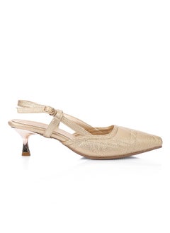 Mr.joe Mr Joe Gold Slingback Kitten Heels – Elegant & Comfortable for Any Occasion - 3020  - Image 3