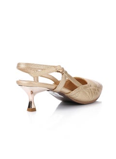 Mr.joe Mr Joe Gold Slingback Kitten Heels – Elegant & Comfortable for Any Occasion - 3020  - Image 4