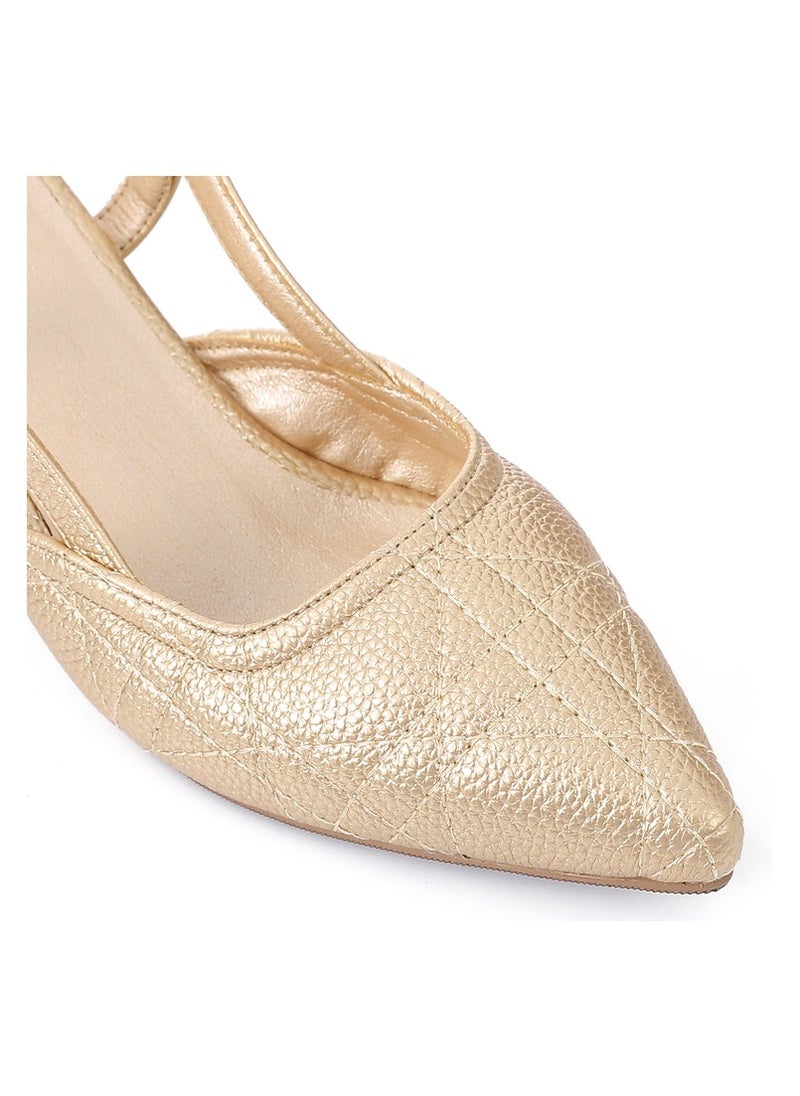 Mr Joe Gold Slingback Kitten Heels – Elegant & Comfortable for Any Occasion - 3020