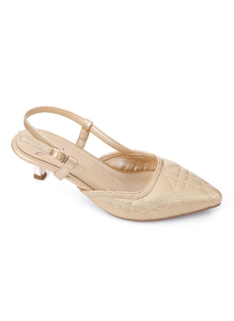 Mr.joe Mr Joe Gold Slingback Kitten Heels – Elegant & Comfortable for Any Occasion - 3020  - Image 1