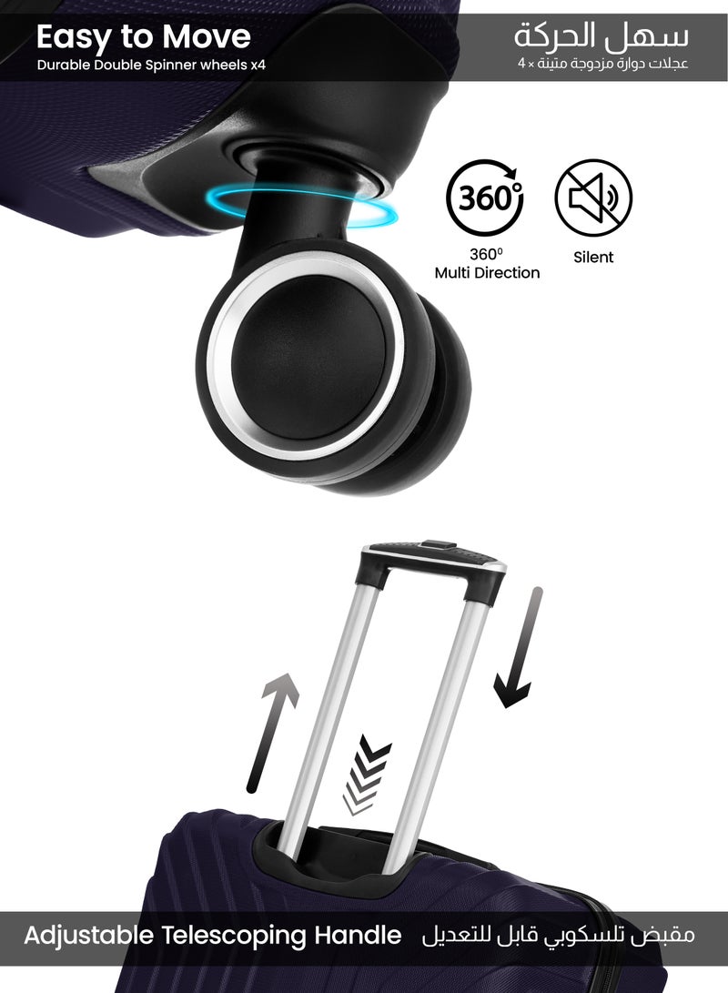 PARAJOHN Winso Cabin Size Lightweigh ABS Hardside Spinner Luggage Trolley -20 Inch | Carrying 10KG 4-Wheel Hardshell Suitcase-Navy Blue - Image 3