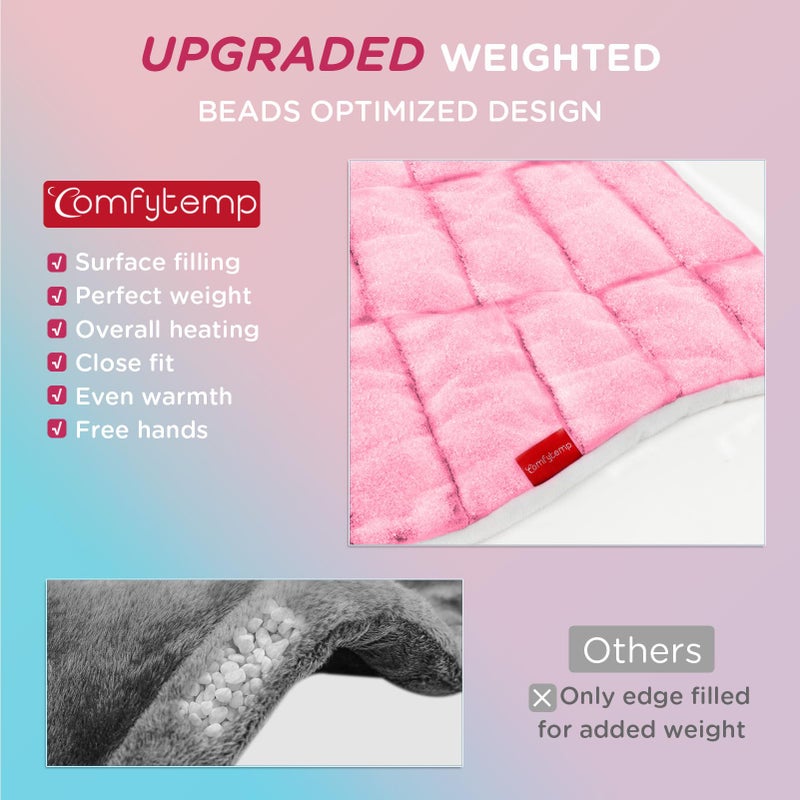 Comfytemp Heating Pad for Neck and Shoulders and Back, 2.6lb Weighted Electric Heating Pads, Large Heated Wrap, 9 Heat Settings & 11 Timer, Valentines Birthday Gifts for Women Men Mom Dad, Pink - Image 3