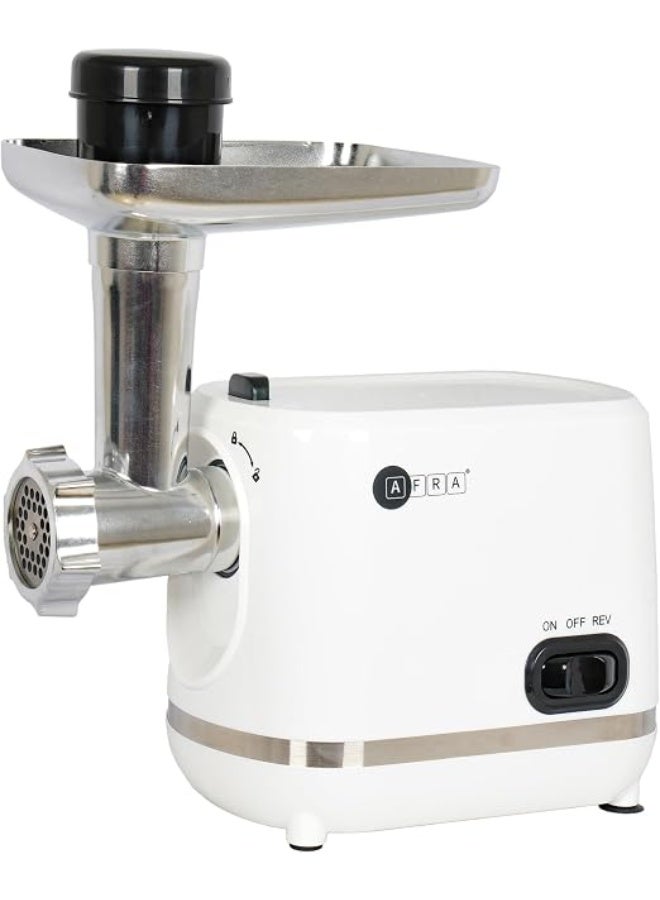 عفرا Electric Meat Grinder 1200W, Stainless Steel Cross Blade, 3 Cutting Discs, Sausage & Kibbeh Attachment, Heavy Duty Kitchen Mincer – AF-1200MGWT, 2 Year service Warranty 1200 W AF-1200MGWT white - Image 3