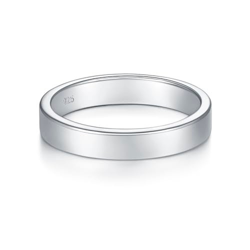 BORUO Silver Ring - 925 Sterling Silver Rings for Women - Stacking rings - Elegant Silver Band Rings For Women and Men - Gifts for Special Occasions 4mm Stacker Band Size 4 - Image 2