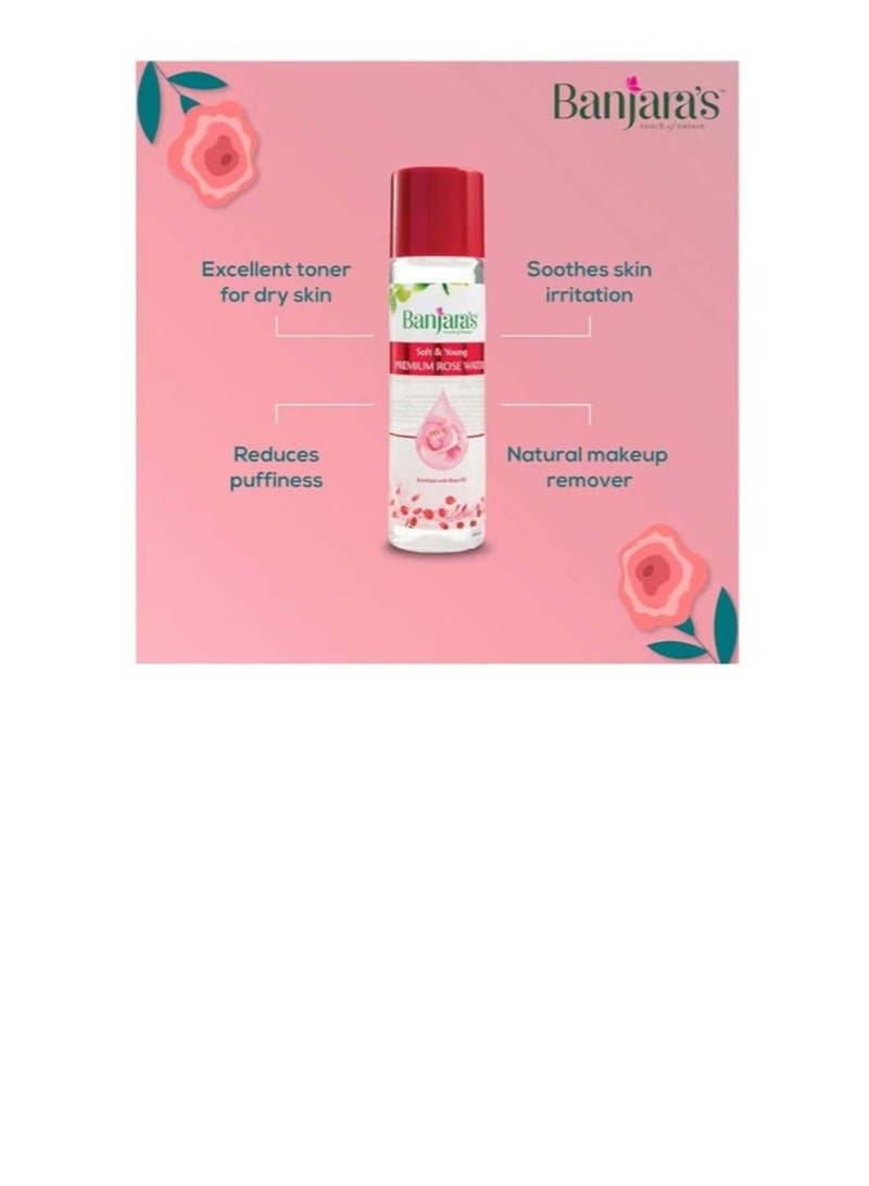 Banjara's Premium Rose Water 120 ml, tones skin, reduces pimples (Pack of 2) - Image 3