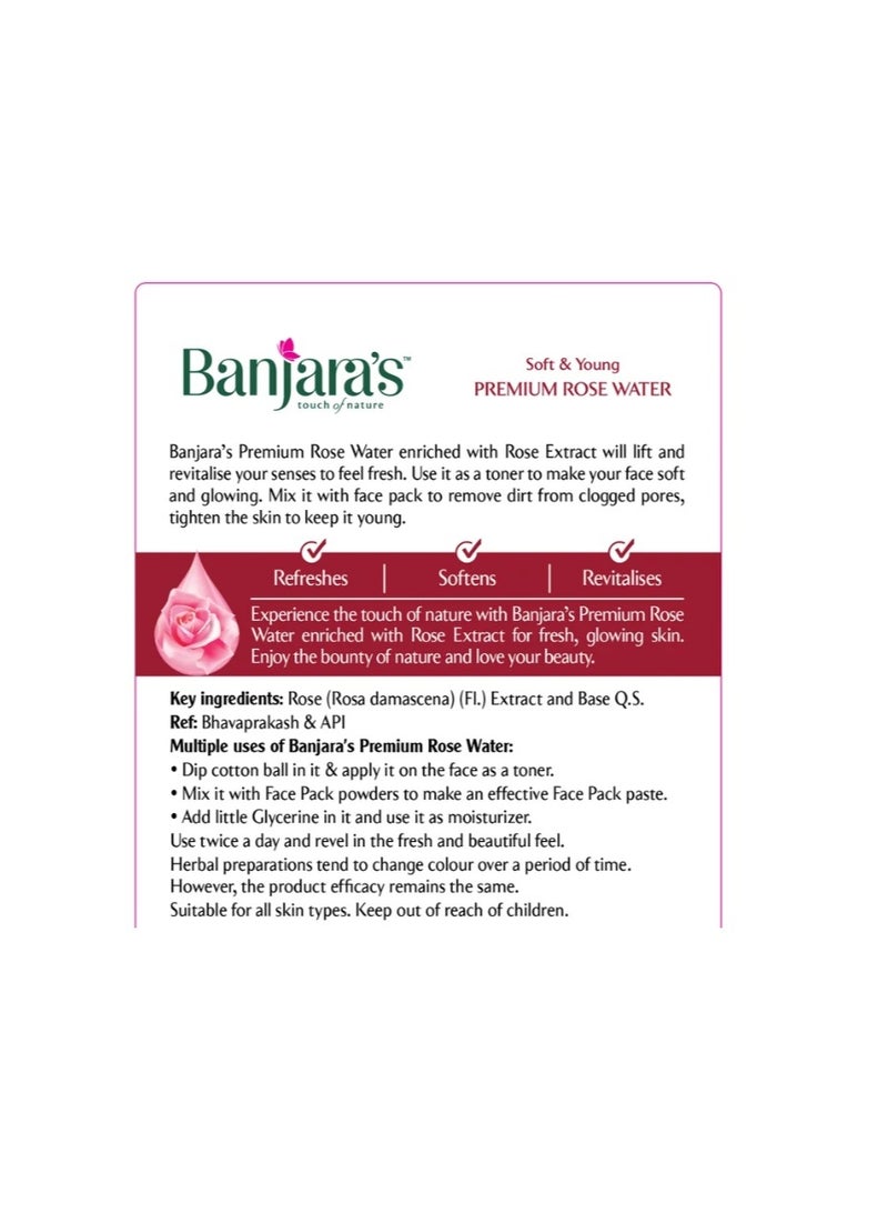 Banjara's Premium Rose Water 120 ml, tones skin, reduces pimples (Pack of 2) - Image 2