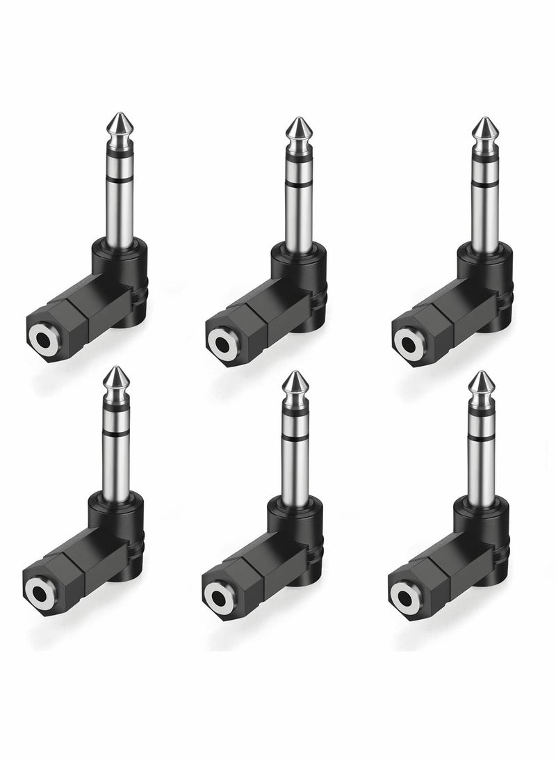 Y&D 6 PCS 3.5mm Right Angle Male to Female Audio Adapter Converter TRS Stereo Jack Plug AUX Connector Compatible with Headset, Tablets, MP3 Players, Game Controller, Speakers - Image 1