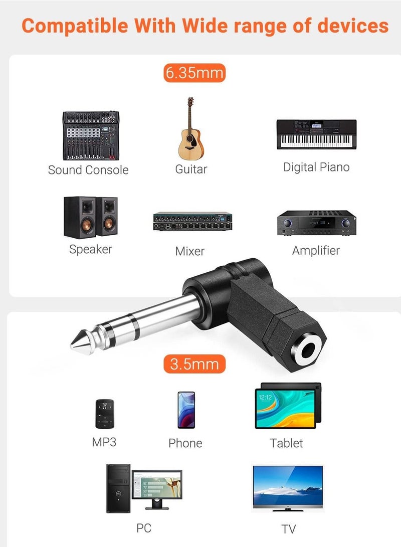 Y&D 6 PCS 3.5mm Right Angle Male to Female Audio Adapter Converter TRS Stereo Jack Plug AUX Connector Compatible with Headset, Tablets, MP3 Players, Game Controller, Speakers - Image 2