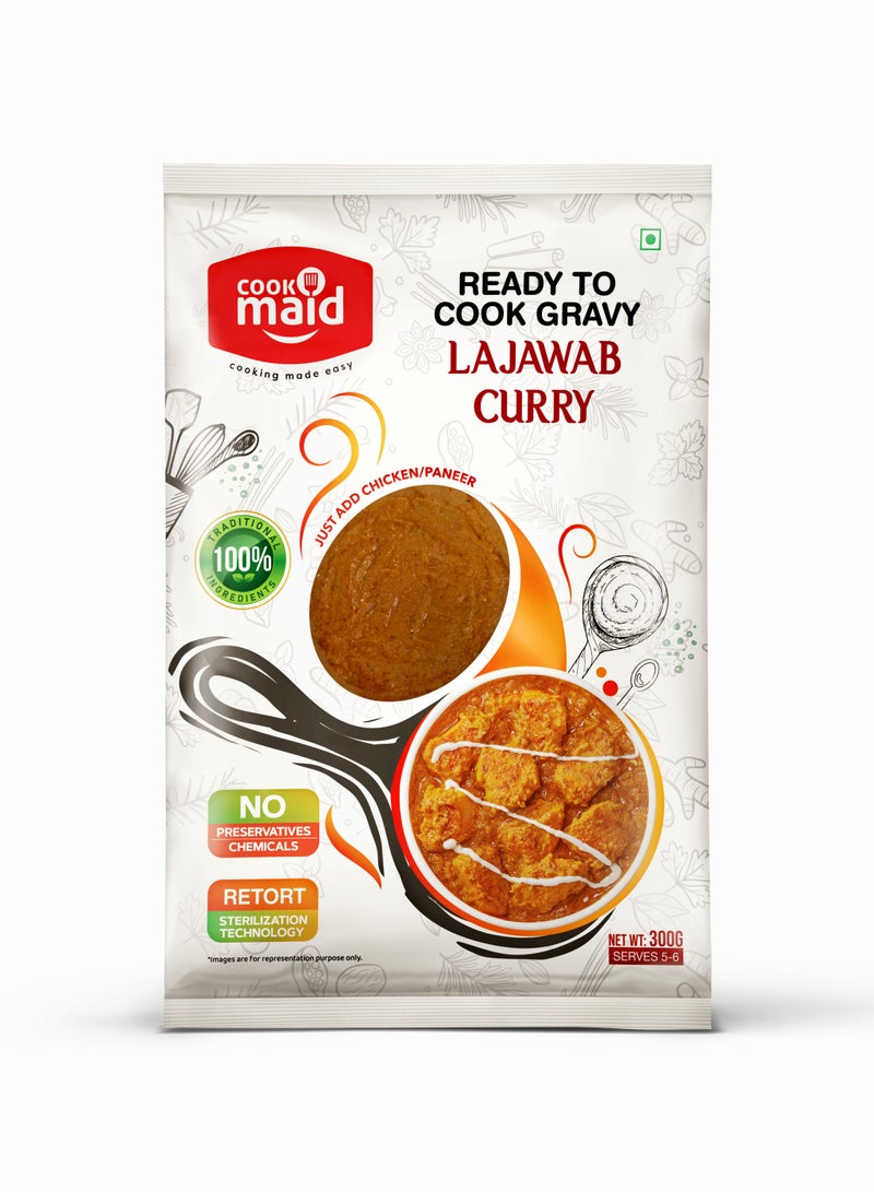 COOKMAID | Lajawab Gravy | Ready to Cook | No Preservatives | Vegetarian | Ready Chicken Masala | Ready Paneer Masala Gravy | Instant | Easy Cooking | 300g - Image 1