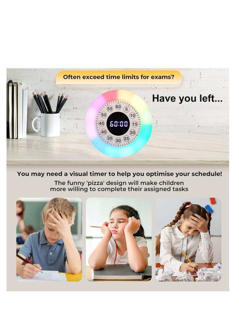 SYOSI - Visual Timer with RGB Light for Kids Rechargeable Toddler Timer Countdown Timers Clock Timer 60 Minute Visual Timer Adults Time Management Tool for Home Classroom Office - Image 1