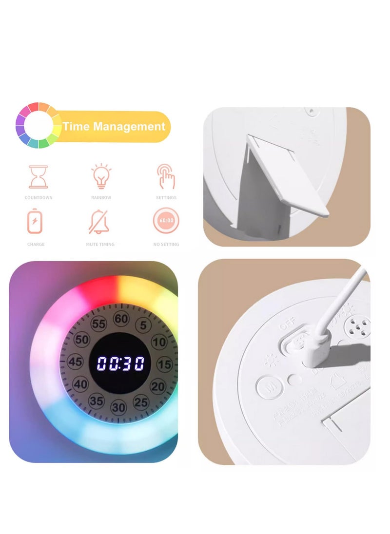SYOSI - Visual Timer with RGB Light for Kids Rechargeable Toddler Timer Countdown Timers Clock Timer 60 Minute Visual Timer Adults Time Management Tool for Home Classroom Office - Image 1