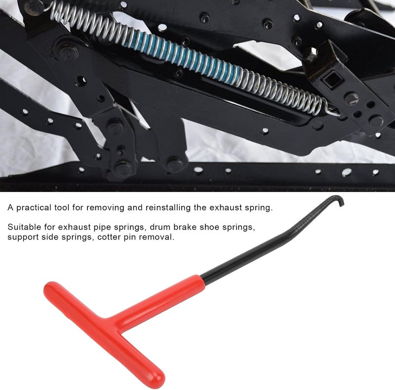 klarako Pipe Spring Puller, Rubber Steel T Handle Exhaust Pipe Spring Hook Red Black for Motorcycle - Image 2