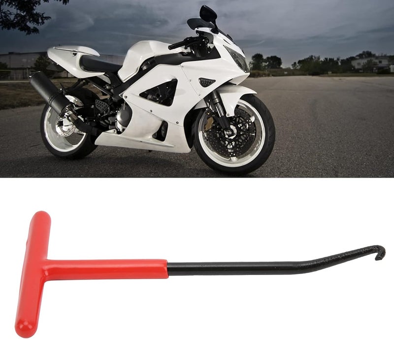 klarako Pipe Spring Puller, Rubber Steel T Handle Exhaust Pipe Spring Hook Red Black for Motorcycle - Image 3
