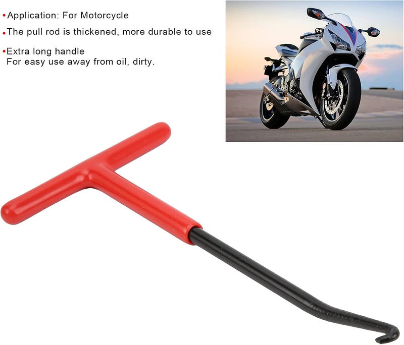 klarako Pipe Spring Puller, Rubber Steel T Handle Exhaust Pipe Spring Hook Red Black for Motorcycle - Image 4