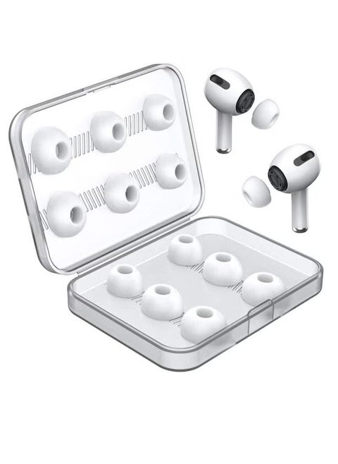 White Earbuds with Portable Storage Box 6 Pairs (S/M/L), Earbud Replacement Silicone Earbuds for Airpods Pro, Fits Charging Box, Non-slip Noise Reduction In-ear Earbuds,