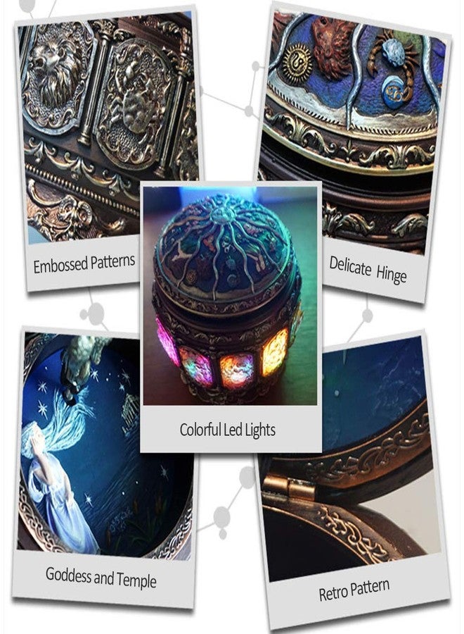 Briskfeel Zodiac Signs Musical Jewelry Box with Rotating Goddess & Soft LED Light Music Box with Sankyo 18-Note Musical Movement | Gift for Jewelry Storage & Music Lovers - Image 3