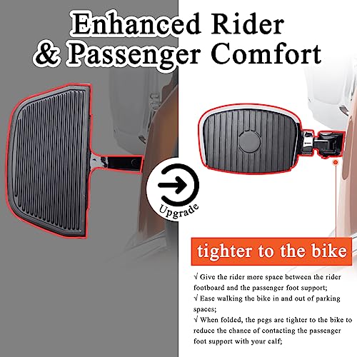 FOVPLUE Passenger Mini Footboard, Passenger Footpegs w/Mount Kit for Harley Touring 1993-2024,for CVO Electra Glide Road Glide Road King Street Glide Ultra Classic Ultra Limited Revival FLH,Chrome#1 - Image 2