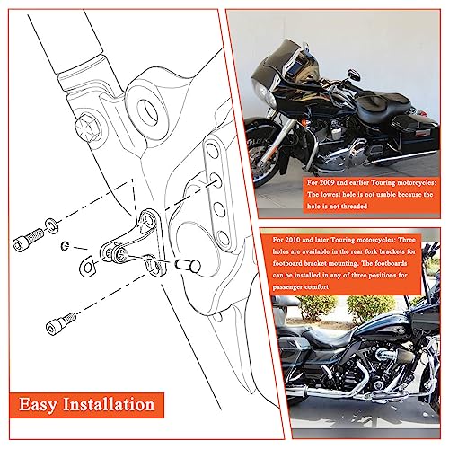 FOVPLUE Passenger Mini Footboard, Passenger Footpegs w/Mount Kit for Harley Touring 1993-2024,for CVO Electra Glide Road Glide Road King Street Glide Ultra Classic Ultra Limited Revival FLH,Chrome#1 - Image 3