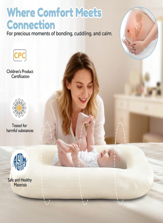 Idudbid Baby Lounger & Snuggle Nest for Newborn 0-24 Months, Baby Nest Supervised Breathable Cotton for Newborn, Breathable Portable Infant Lounnger for Travel and Home, Light Beige (Lounger Cover Included） - Image 2