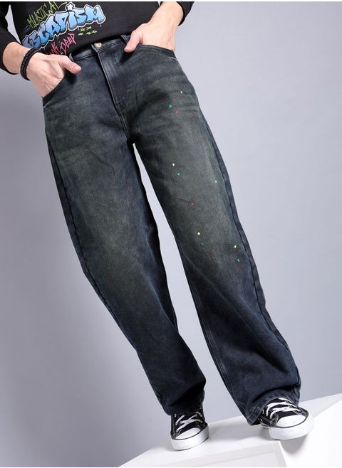 Men Baggy Solid Mid-Rise Stretchable Jeans