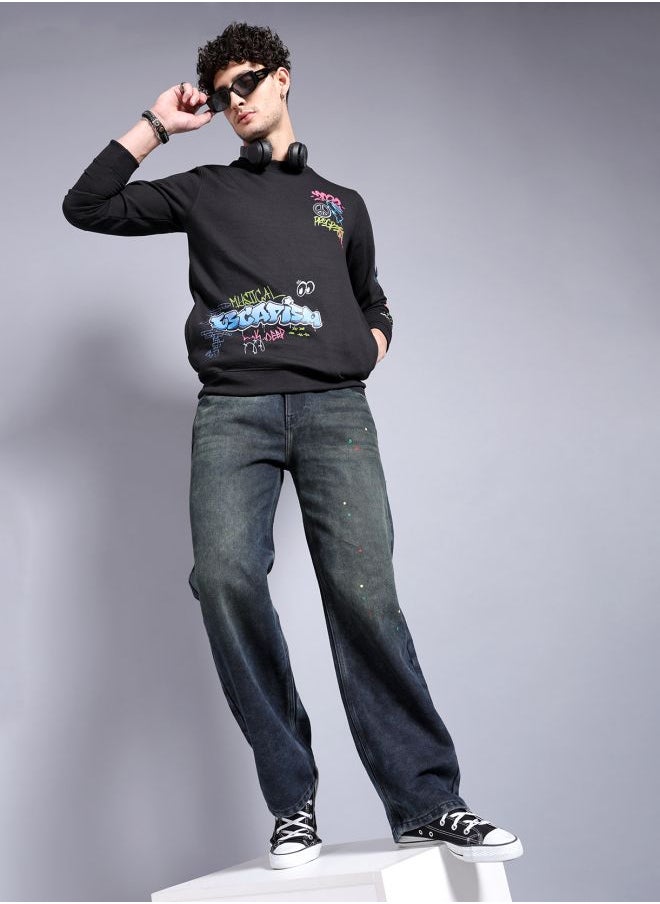 The Indian Garage Co - Men Baggy Solid Mid-Rise Stretchable Jeans - Image 1
