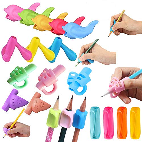 Geenber Pencil Grippers for Kids Handwriting 20Pcs Finger Grips Holder Ergonomic Writing Aid Grip Posture Correction Training Tools for Children Preschoolers Adults(6 Types) - Image 1