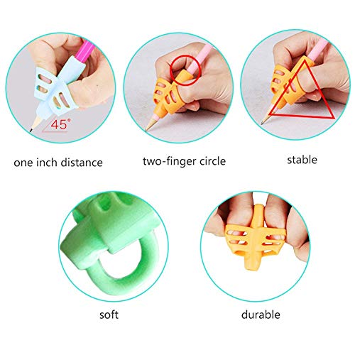 Geenber Pencil Grippers for Kids Handwriting 20Pcs Finger Grips Holder Ergonomic Writing Aid Grip Posture Correction Training Tools for Children Preschoolers Adults(6 Types) - Image 5
