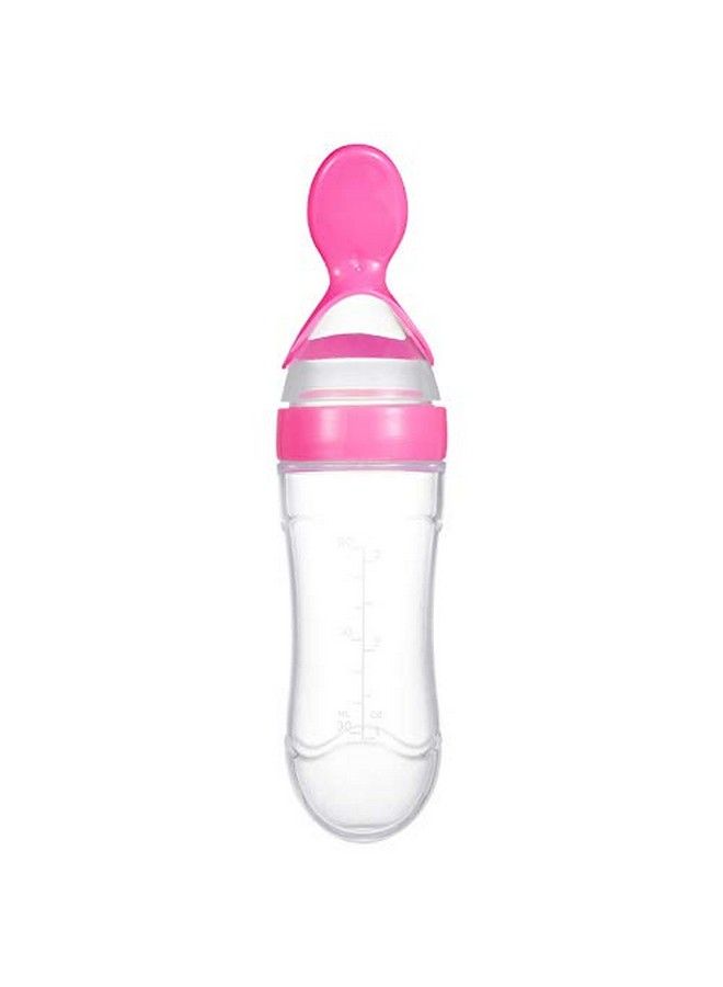 Syga Baby Training Silicone Spoon Rice Cereal Squeeze Baby Bottle Spoon Safe Tableware Baby Feeding Tools_Pink - Image 1