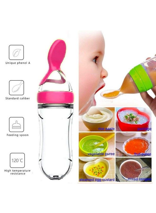 Syga Baby Training Silicone Spoon Rice Cereal Squeeze Baby Bottle Spoon Safe Tableware Baby Feeding Tools_Pink - Image 4