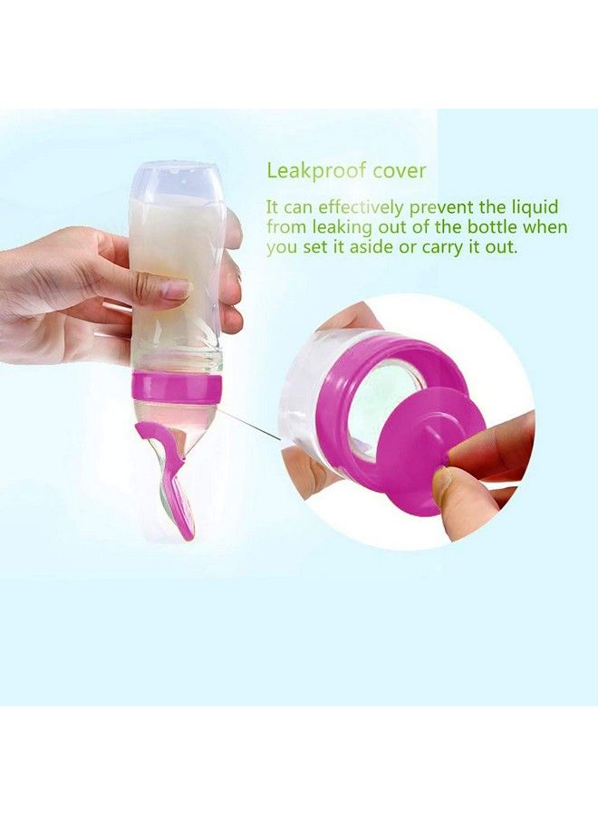 Syga Baby Training Silicone Spoon Rice Cereal Squeeze Baby Bottle Spoon Safe Tableware Baby Feeding Tools_Pink - Image 5
