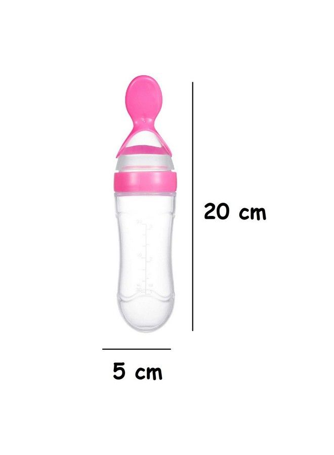 Syga Baby Training Silicone Spoon Rice Cereal Squeeze Baby Bottle Spoon Safe Tableware Baby Feeding Tools_Pink - Image 3