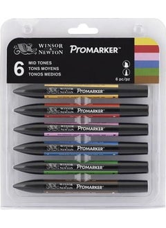 Winsor Newton Promarker Pen Set 6 Colors Mid Tones Set Mid Tones  - Image 1