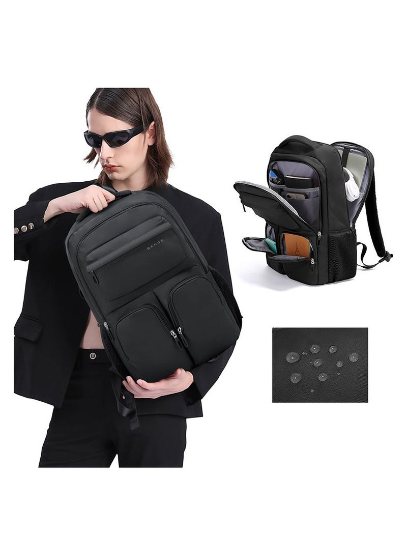 بانجي Bange 1807 polyester unisex travel backpacks laptop waterproof Black  - Image 1