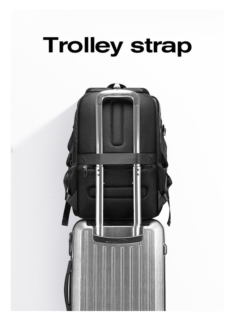 بانجي Bange 1807 polyester unisex travel backpacks laptop waterproof Black  - Image 5