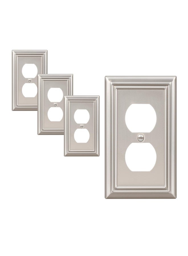 DEWENWILS 4-Pack Duplex Wall Plate, Metal Wall Outlet Cover for Receptacle, Light Switch, Brushed Nickel - Image 1
